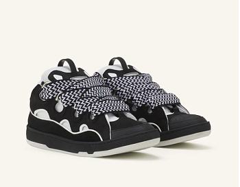 LanVin CURB SNEAKERS IN LEATHER Black/White FU-SKDK12-BICO-E25100037