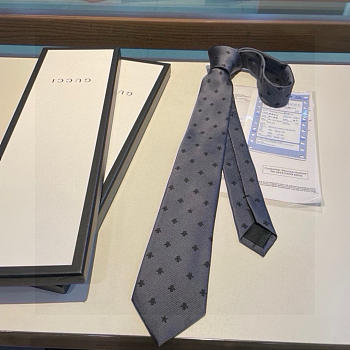 Gucci Silk Tie Bee 4E002 1160 Gray