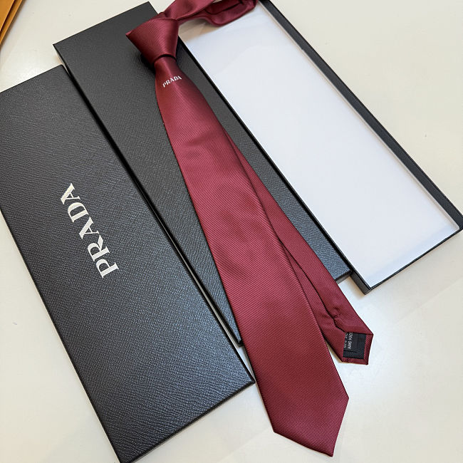 New Prada Men's Red Silk Tie - 1