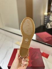 Valentino Cream White Leather VLogo Signature Raffia Espadrille Wedge Sandals - 3