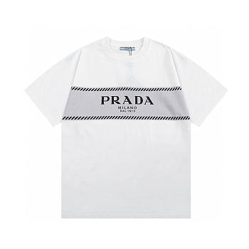 Prada striped letter logo short-sleeved White t-shirt
