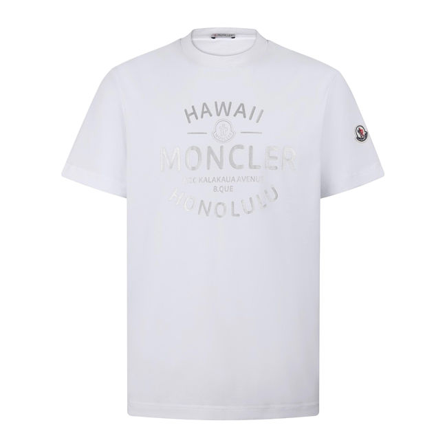 Moncler Metallic Logo Print Crewneck T-Shirt White Men's - 1