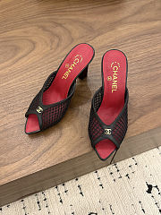 CHANEL Mules in Black Mixed Fibers Cotton & Lambskin - 1