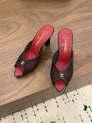 CHANEL Mules in Black Mixed Fibers Cotton & Lambskin