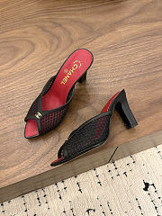 CHANEL Mules in Black Mixed Fibers Cotton & Lambskin - 2