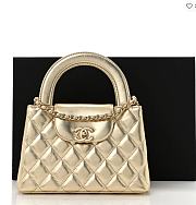 Chanel Metallic Shiny Aged Calfskin Quilted Nano Kelly Shopper Gold Size 13 x 19 x 7 cm - 1