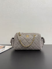 Chanel Suede Quilted Chanel 25 Bowling Bag Dark Grey Size 15.5x24x11.5cm - 1