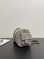Chanel Suede Quilted Chanel 25 Bowling Bag Dark Grey Size 15.5x24x11.5cm - 6