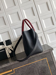 Chanel Shopping Tote Black With Burgundy Handle Size 24x36x14cm - 6