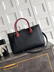 Chanel Shopping Tote Black With Burgundy Handle Size 24x36x14cm - 3