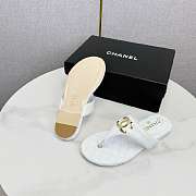 Chanel White Lambskin CC Thong Sandals - 6