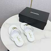 Chanel White Lambskin CC Thong Sandals - 5