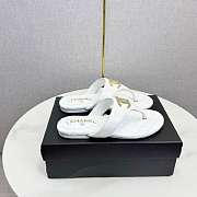 Chanel White Lambskin CC Thong Sandals - 4