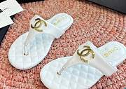 Chanel White Lambskin CC Thong Sandals - 3