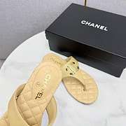 Chanel Tan Lambskin CC Thong Sandals - 6