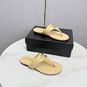 Chanel Tan Lambskin CC Thong Sandals - 4