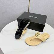 Chanel Tan Lambskin CC Thong Sandals - 5
