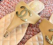 Chanel Tan Lambskin CC Thong Sandals - 3