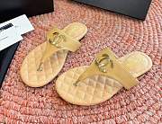 Chanel Tan Lambskin CC Thong Sandals - 2
