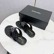 Chanel Black Lambskin CC Thong Sandals - 6