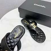Chanel Black Lambskin CC Thong Sandals - 5