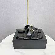 Chanel Black Lambskin CC Thong Sandals - 4
