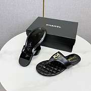Chanel Black Lambskin CC Thong Sandals - 3