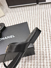 Chanel Black Lambskin CC Thong Sandals - 2