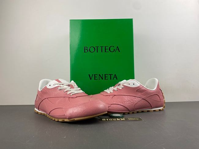 Bottega Veneta Orbit Flash Calfskin Camelia Low Top Sneakers - 1