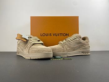 LV Trainer Distressed Beige Sneaker 1AKBOC