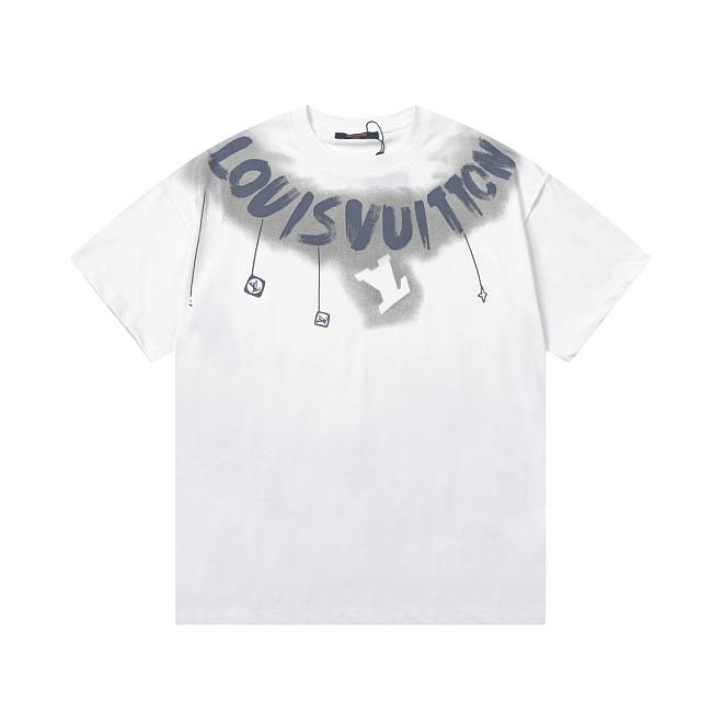 Louis Vuitton dark blue and white graffiti print logo T-shirt - 1