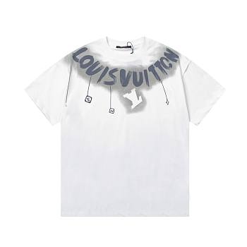 Louis Vuitton dark blue and white graffiti print logo T-shirt