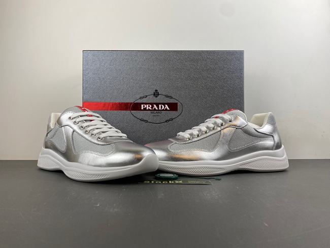 Prada America's Cup metallic leather and bike fabric sneakers - 1