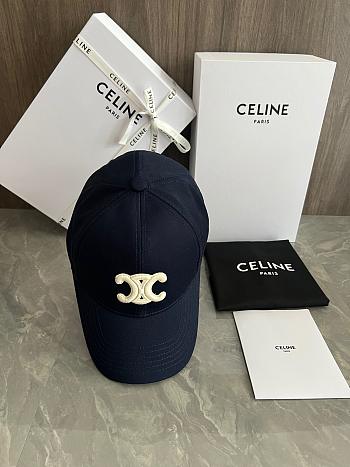 Celine Triomphe Logo Embroidered Cap Black