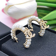 Chanel Pearl Charms CC Hoop Earrings Gold - 1