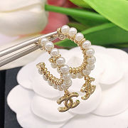 Chanel Pearl Charms CC Hoop Earrings Gold - 4