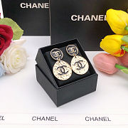 Chanel Enamel CC Disc Drop Earrings Gold Black - 6
