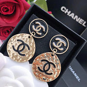 Chanel Enamel CC Disc Drop Earrings Gold Black - 4