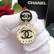 Chanel Enamel CC Disc Drop Earrings Gold Black - 3