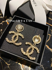 Chanel Crystal CC Drop Logo Earrings Gold  - 3