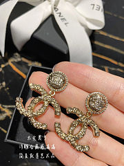 Chanel Crystal CC Drop Logo Earrings Gold  - 2