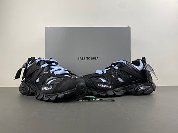 Balenciaga Track Shirt Sneaker in black and blue polyurethane and cotton 542023WTRSH1040