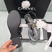 Chanel Lambskin Metal Heart Thong Sandals Black - 6