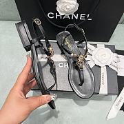 Chanel Lambskin Metal Heart Thong Sandals Black - 5