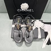 Chanel Lambskin Metal Heart Thong Sandals Black - 3