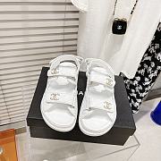 Chanel Dad White Leather Quilted Gold CC Logo Strap Double Chunky - 1
