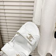 Chanel Dad White Leather Quilted Gold CC Logo Strap Double Chunky - 5