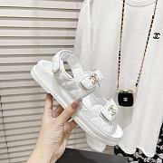 Chanel Dad White Leather Quilted Gold CC Logo Strap Double Chunky - 4