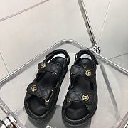 Chanel Grained Calfskin Velcro Dad Sandals Black  - 1