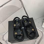 Chanel Grained Calfskin Velcro Dad Sandals Black  - 6